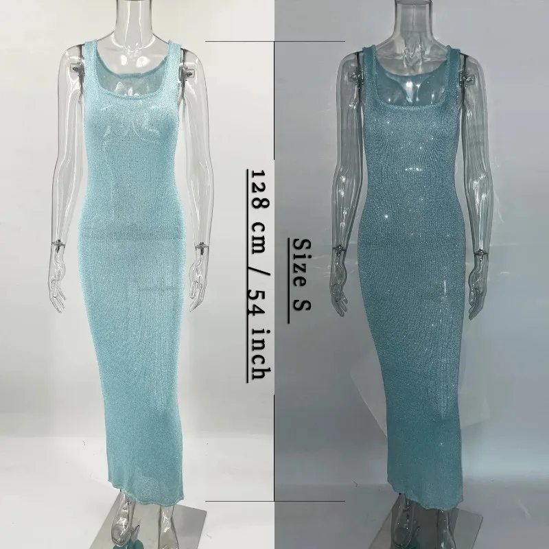 Talenza Pailletten, schulterfrei, schmales Maxikleid, Damen, sexy, ärmellos, Glitzerkleid, Sommer, durchsichtig, Party, rückenfrei, schmales Kleid