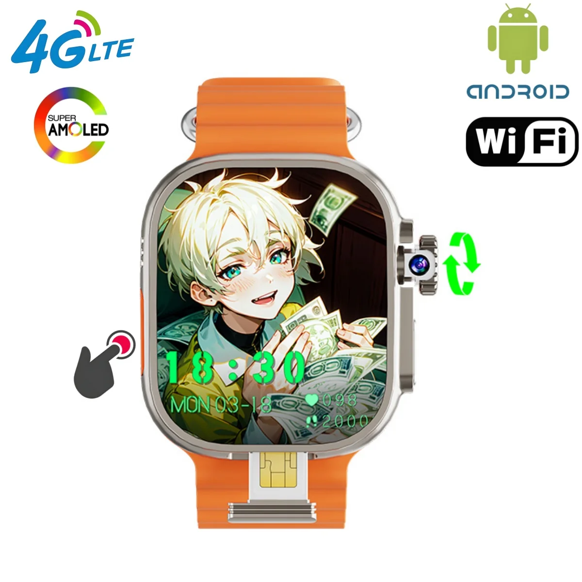

S10 Ultra MAX Smartwatch 2.29inch Amoled Android Smart Watch With 8MP Camera 1280Mah Battery NFC Compass GPS WIFI Global Calling