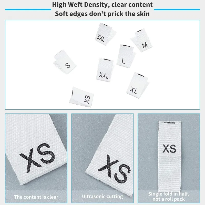 350 Pcs Sewing Clothing Size Label Embroidered Labels Tags for Garment Shirts Dresses Clothing on Clothes XS/S/M/L/XL/XXL/3XL