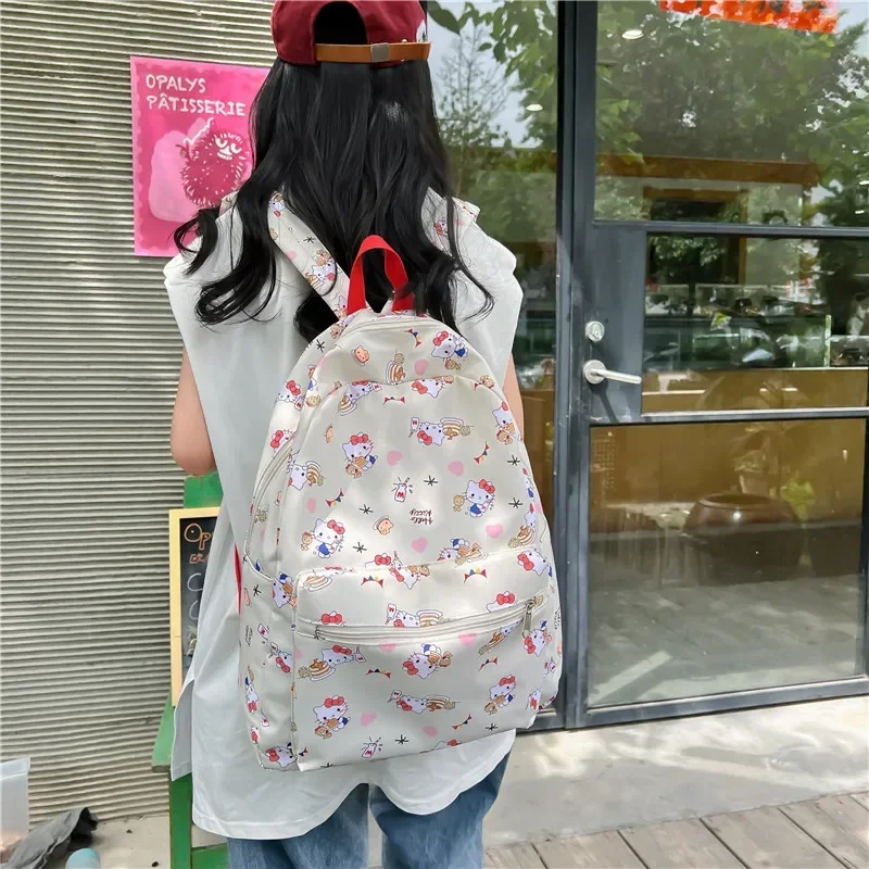 Sac d'école grande capacité pour femme, Hello Kitty, Sanurgente SR, mignon, polyvalent, décontracté, neuf