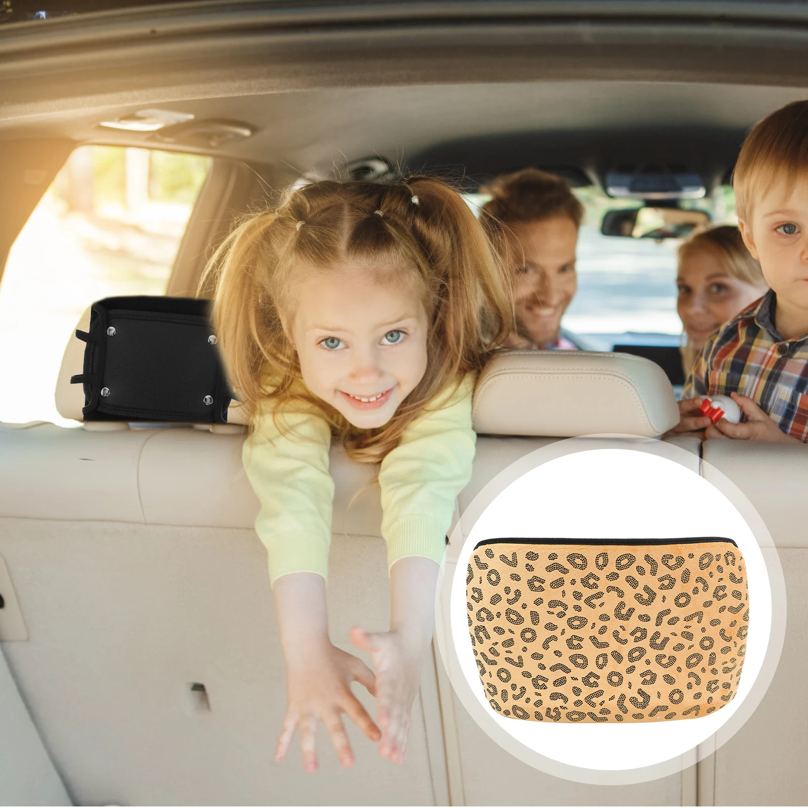 

Leopard Car Storage Bag Holder Rhinestones Large Capacity ganizer Practical Accessories SUV
