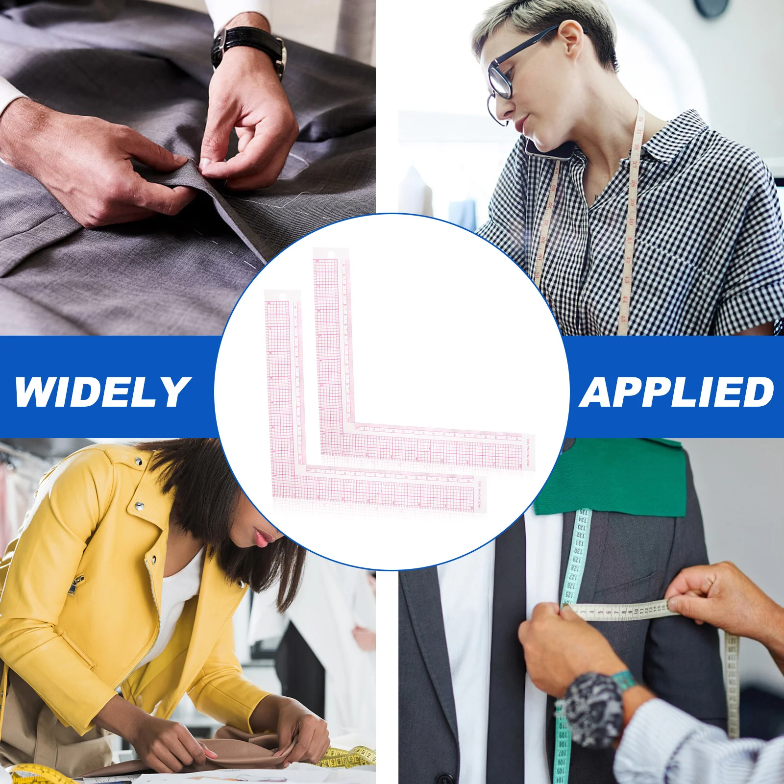 2 قطعة مسطرة الخياطة L منحنى مربع البلاستيك خياط أداة قياس المهنية الملابس نمط أداة لوازم الخياطة للنسيج #2