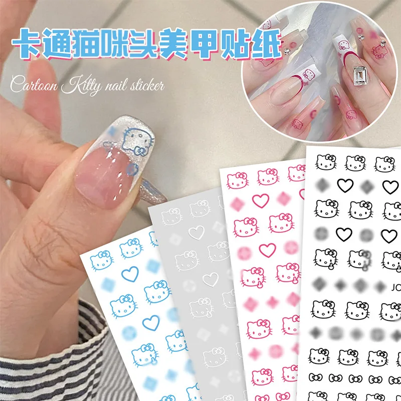 Nail Sticker Cute Cartoon Hellos Kittys Stars Caring Kitten Back Glue Nail Decals Girls Diy Nail Accessories Children\'s Toys