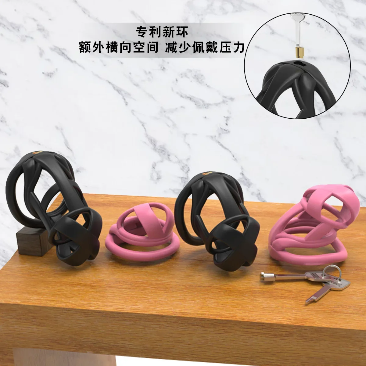 New High Quality Pink Cobra Chastity Cage Penis Bondage Anti-Cheating Cock Cage with 4 Size Rings Adult Erotic Products 18+ 정조대