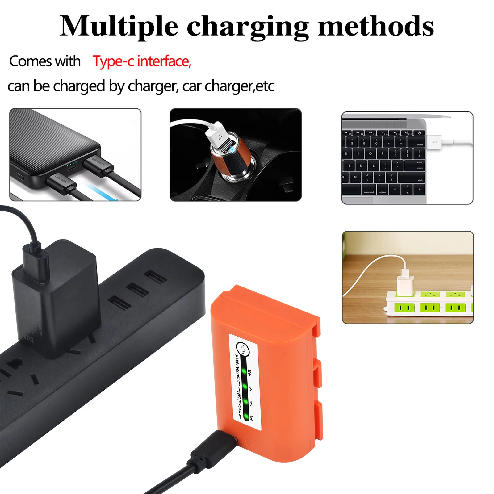 Type-C LP-E6 LP E6 LPE6 LP E6N Battery for Canon 5D Mark II III 7D 60D EOS 6D 70D 80D  R7 R6 EOS 5DS R Cameras 2650mAh