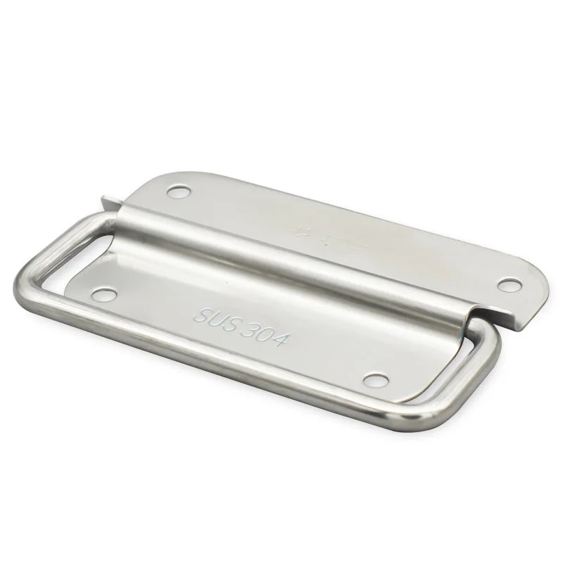 2PCS Thickened Stainless Steel Small Handle Wooden Box Aviation Box Lifting Ring Handle Foldable Solid Pull Ring Handle Hardware