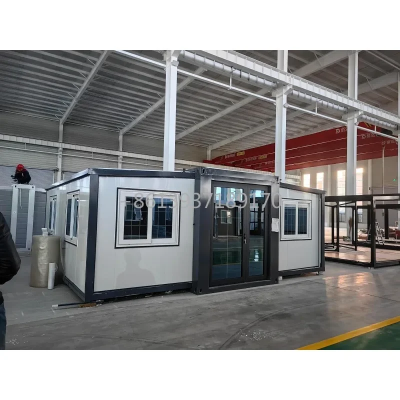 20x20ft Expandable Plastic Prefab House for Hotel, Booth, Office, Guard House, Shop, Villa, Warehouse, Workshop (with Restroom)