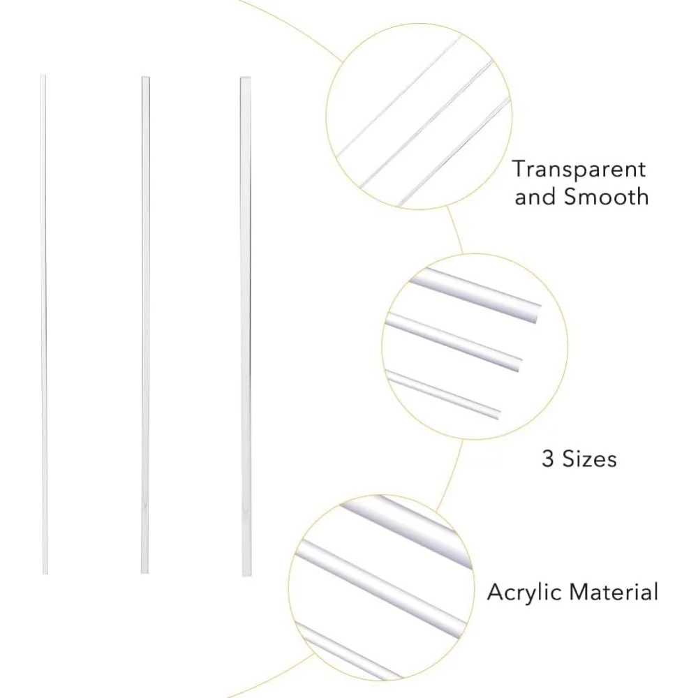 24 шт., 3 размера, акриловые опорные стержни для поделок своими руками, прозрачные прозрачные круглые дюбели для штабелирования
