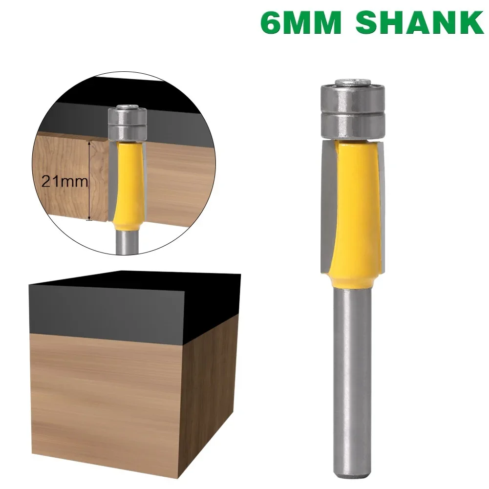 

1pc 6mm Shank Carbide Straight Flush Trimming Router Bit With 2 Bearing Trimmer End Mill Woodwork Milling Cutter Tools