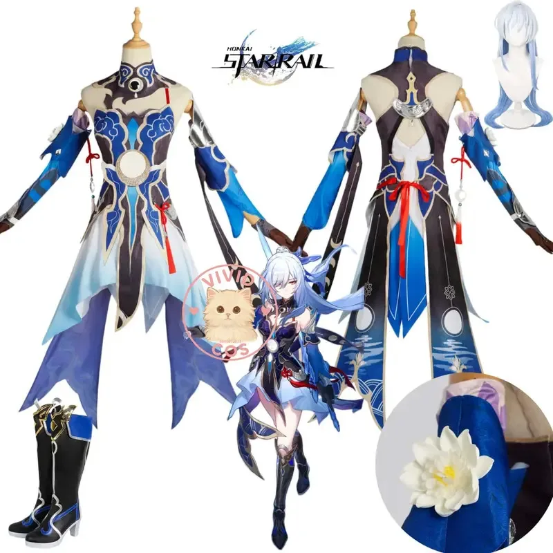 

Game Honkai: Star Rail Cosplay Anime Jingliu Costume Love Live Role Play Clothes Pretty Dress for Women Wig Adult Comic Con Set