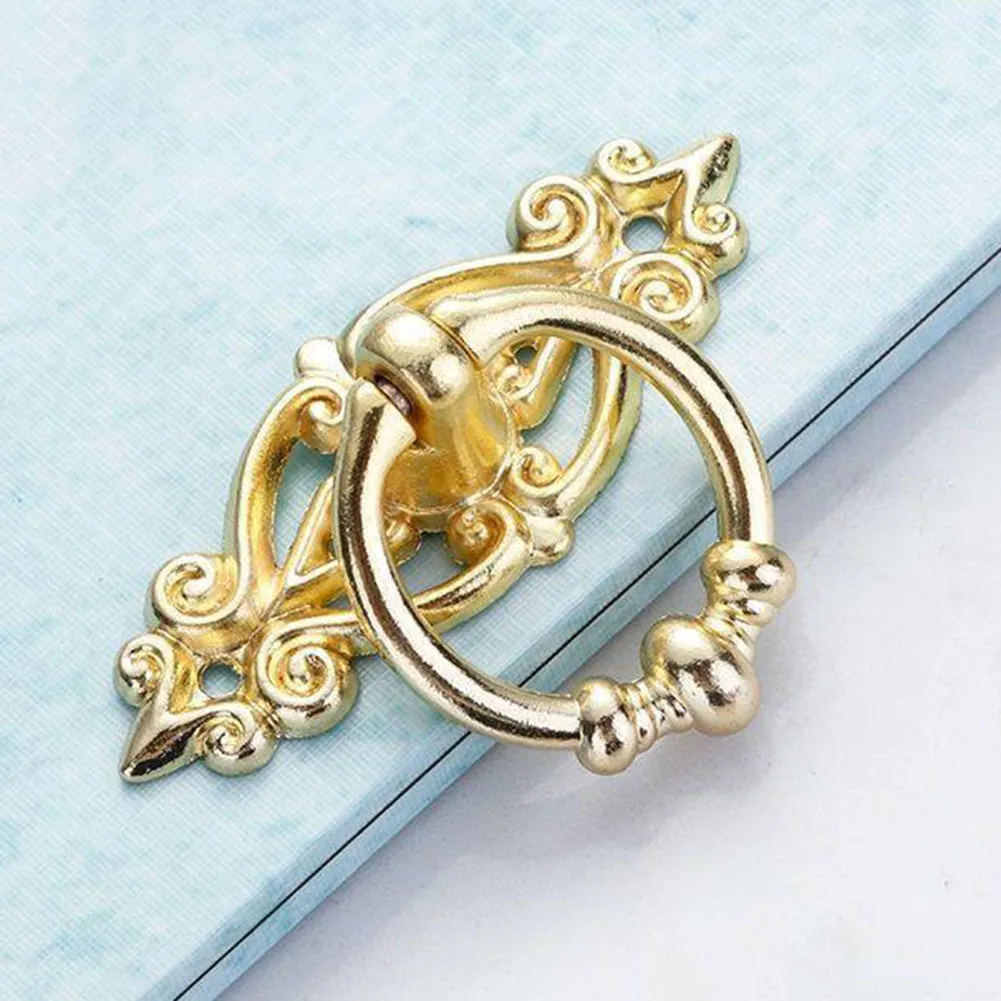 Pegangan Laci Retro pegangan logam campuran antik perangkat keras cincin tarik pegangan kabinet cincin gantung untuk lemari dapur pintu lemari logam campuran seng