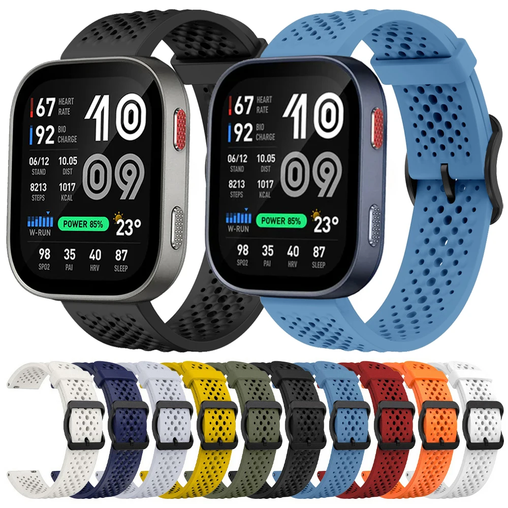 Bracelet en Silicone respirant de 22mm, pour Amazfit Bip Max 6 5 UNITY/Cheetah 2 Ultra/Active Max/Balance 2 3 Ultra, bracelet de montre de sport