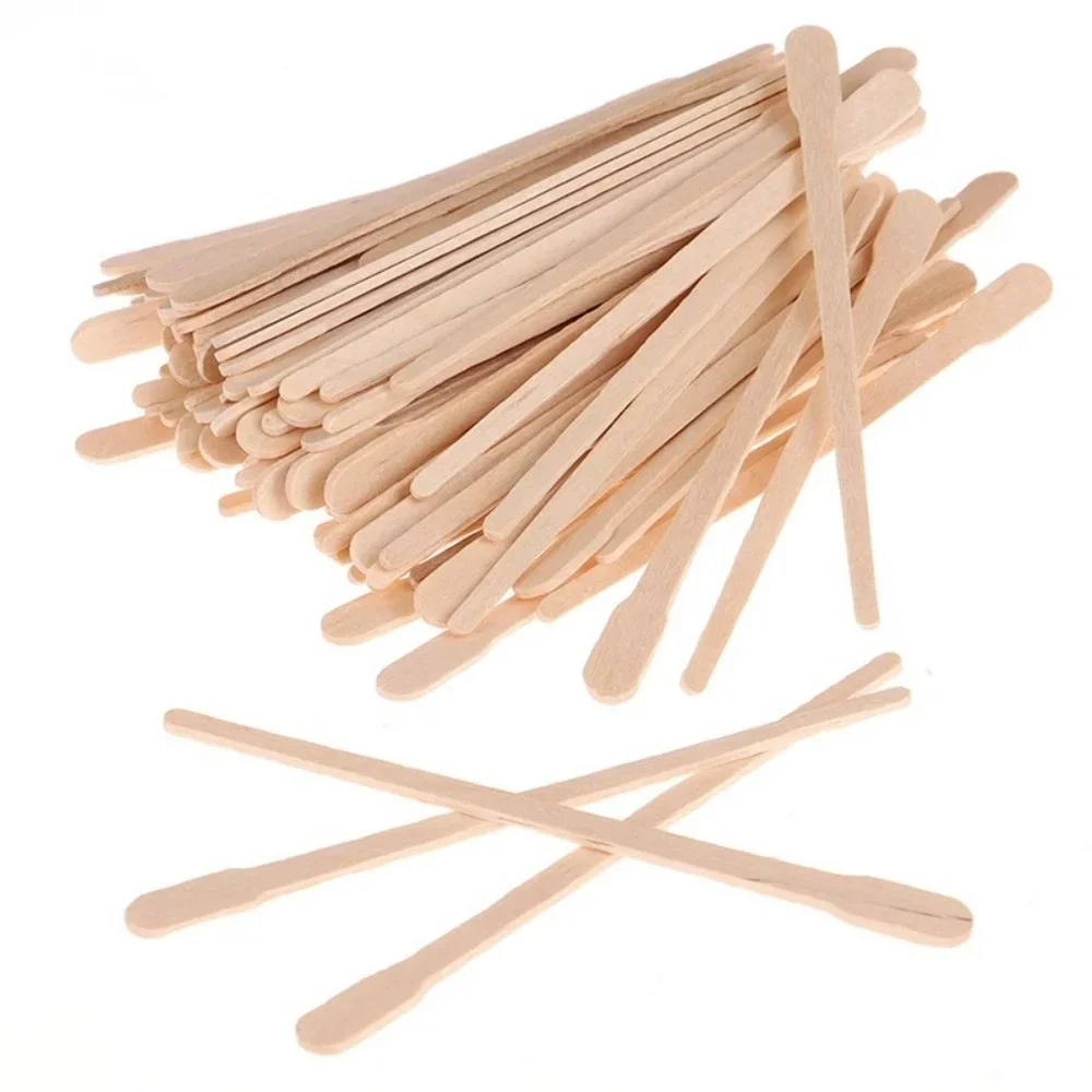 100pcs Wooden Wax Sticks Woman Disposable Depilation Spatula Hair Removal Wax Coating Scraping Tool Eyebrow Trimming Sticks