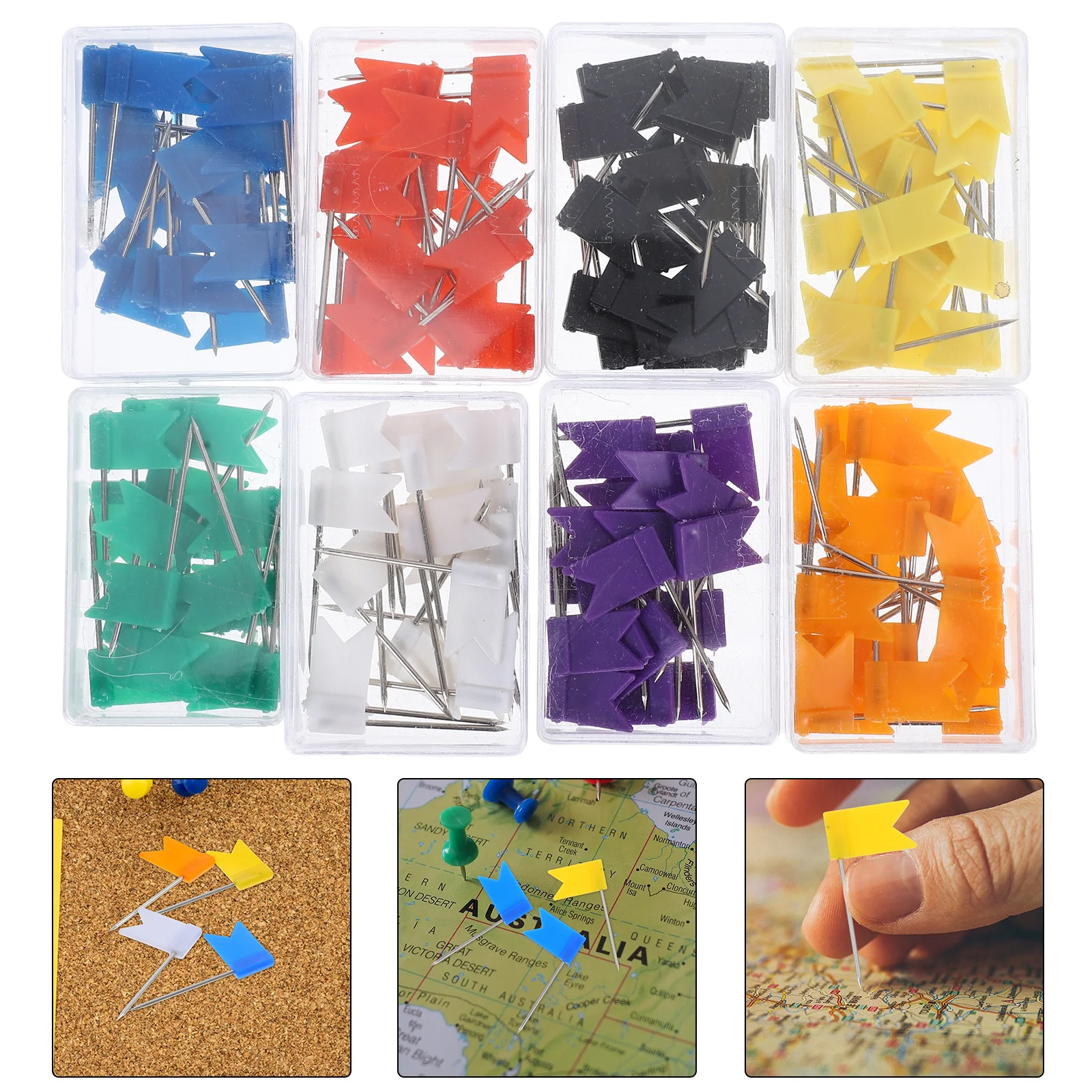 

160Pcs Flag Push Pins Multicolor Map Markers for Bulletin Boards Cork Boards Travel Maps Office School Home Use Push Pin Kit