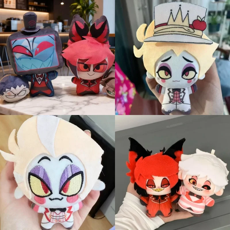 Stuffed 10cm Anime Game Hazbin Hotel Sir Pentious Alastor Vox Lucifer Angel Plush Doll Cos Backpack Pendant Keychain Toy Gifts