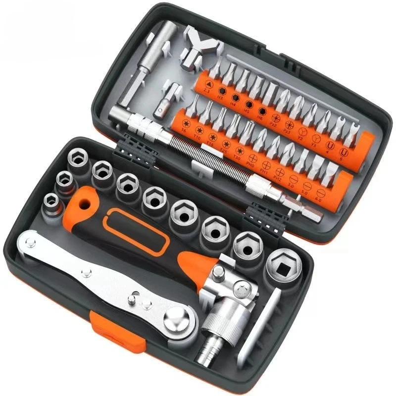 

38 in 1 Screwdriver Set Retractable Household Multifunctional Plum Shaped Rice Word Ratchet Screwdriver Box 1 Set