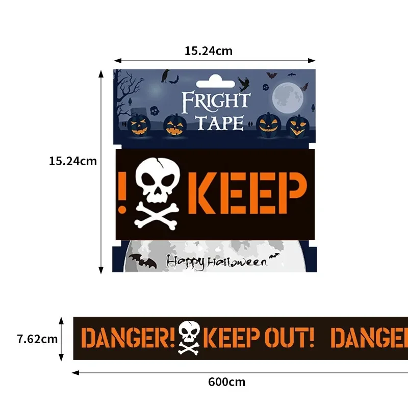 1PC Halloween Props Window Prop Warning Line  Skull Head Warning Tape Signs Halloween Decoration Halloween Decorations for Home