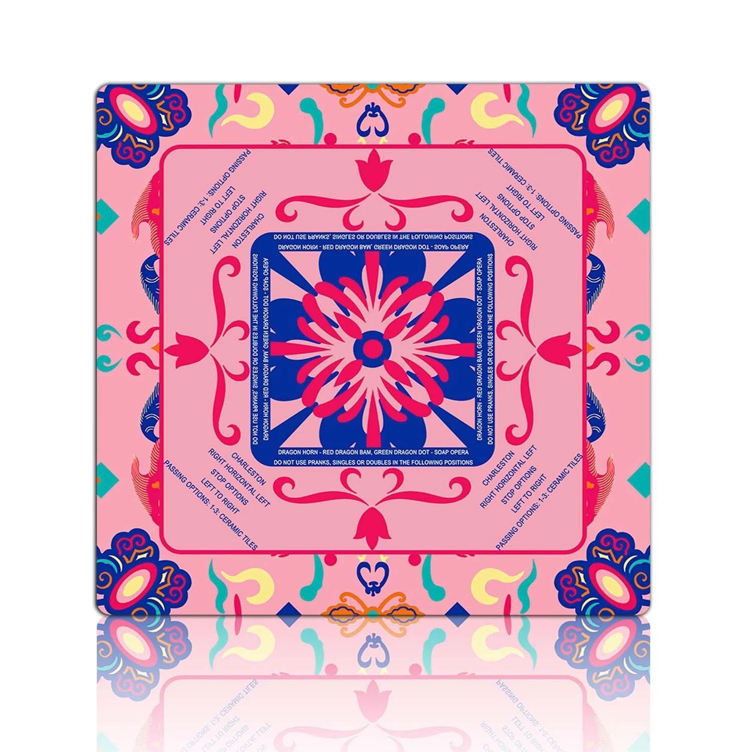 VIKAMA Vintage Floral Mahjong Table Mat - Anti-slip, Water-absorbent Rubber Game Mat for Home Dining Table Decoration