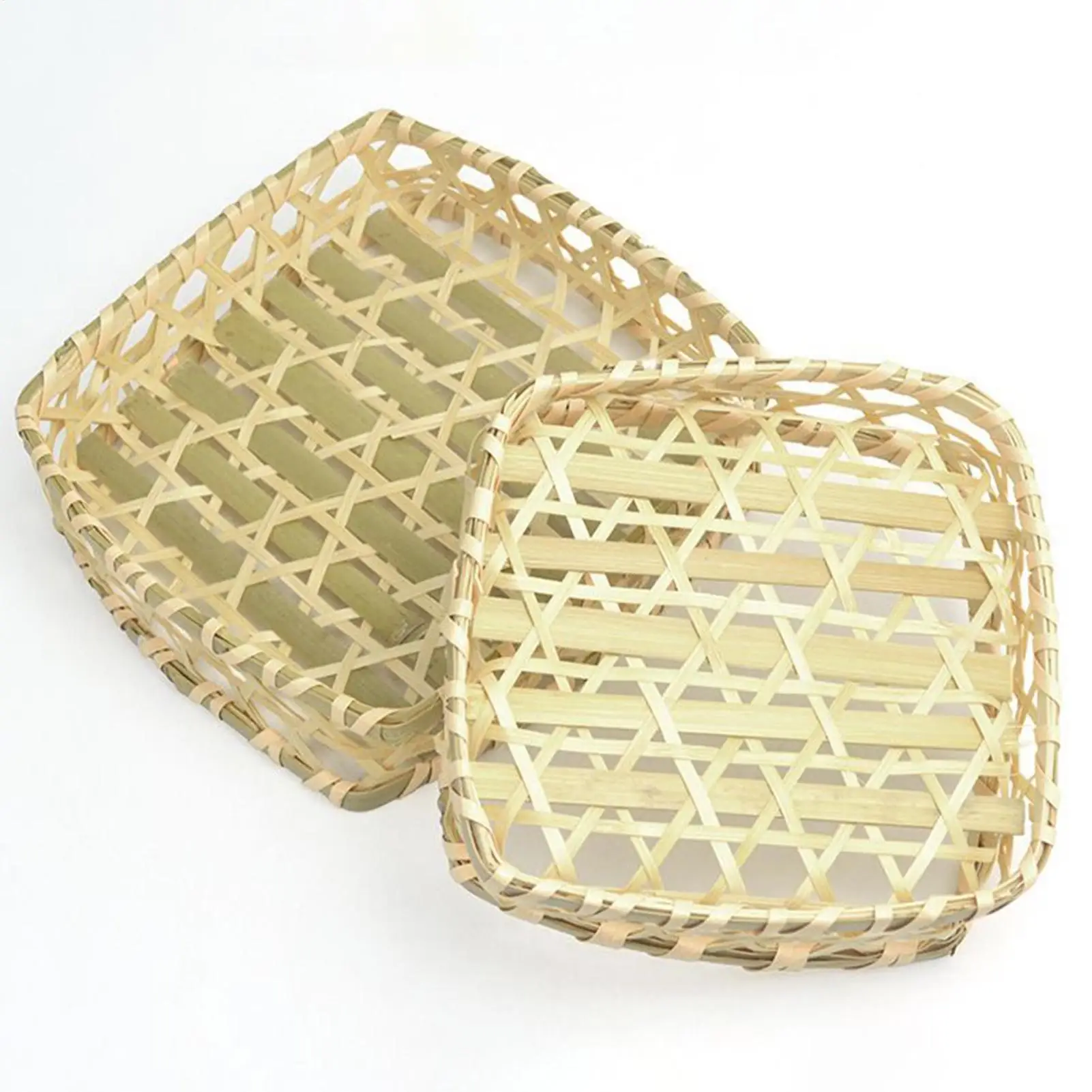 Cestas de verduras tejidas, cesta de frutas tejida, bandeja decorativa de fondo plano, lavable para pasteles, bollos al vapor, cebolla, frutas, dulces de fiesta