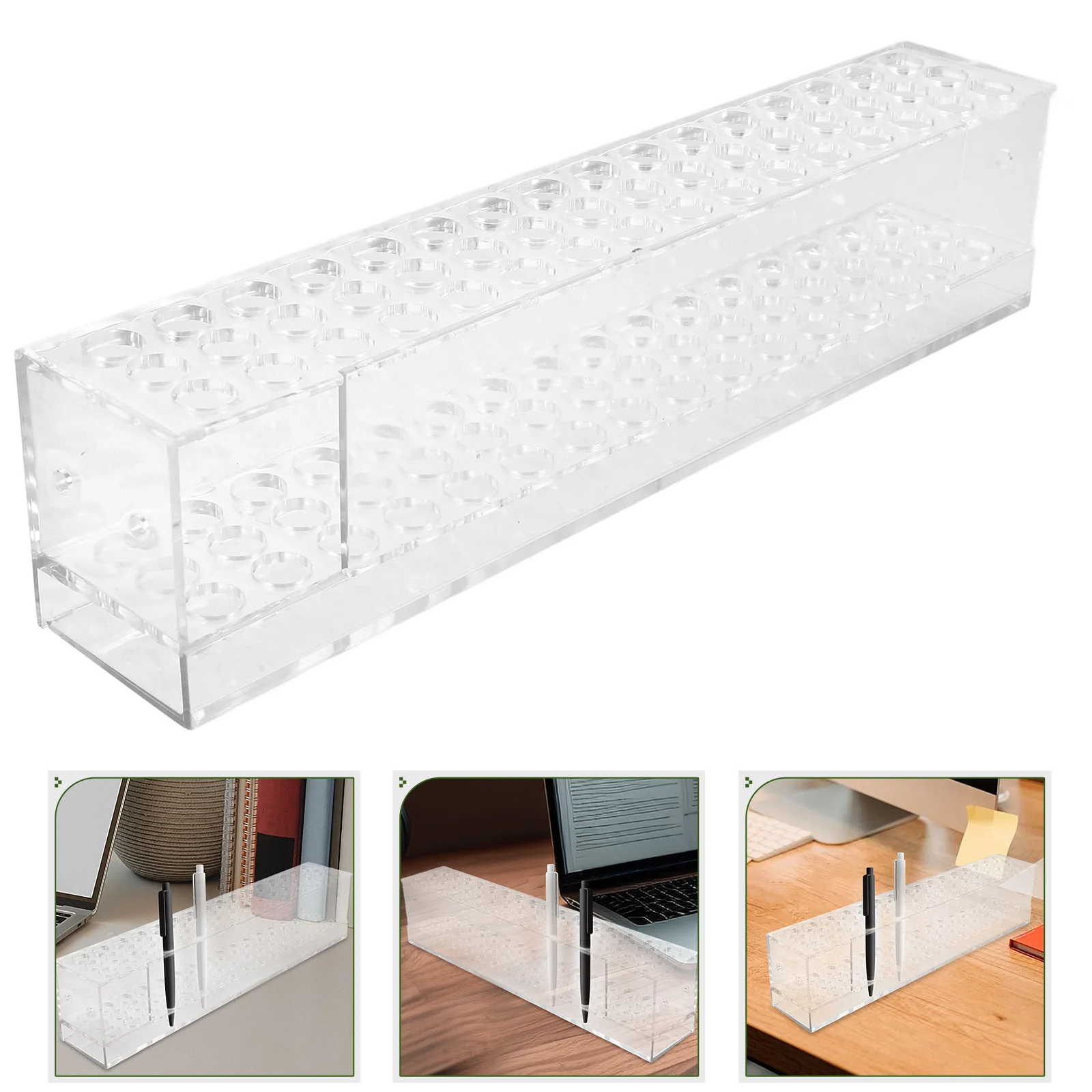 حامل قلم أكريليك عرض موقف حامل فرشاة قلم رصاص متعدد الثقوب المنظم رف تخزين سطح المكتب لعلامات أقلام الكرة