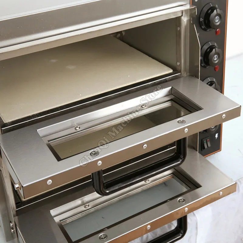 فرن كهربائي تجاري بطبقة مزدوجة فرن بيتزا كبير آلة خبز تورتة البيض آلة خبز طبقتين فرن خبز الخبز