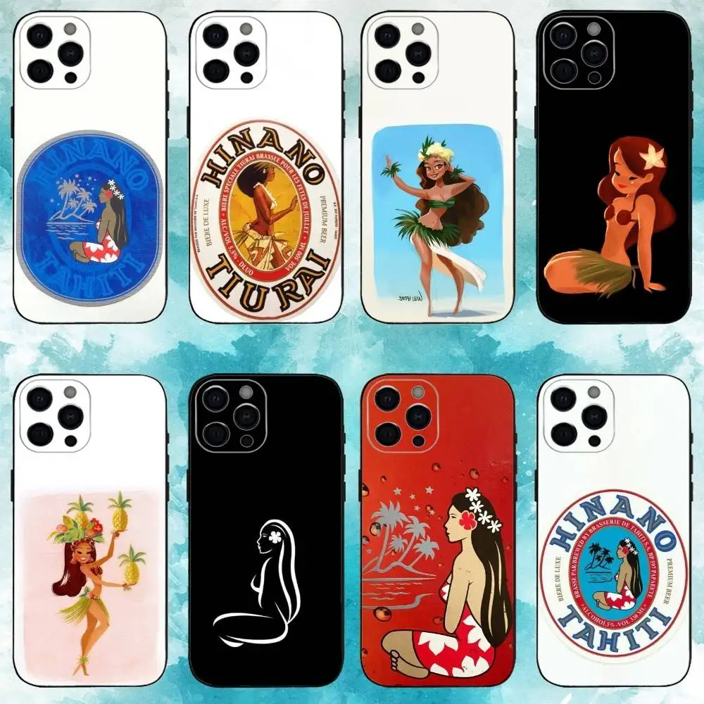 

H-Hinano Tahiti Girl Phone Case For iPhone17,16,15,14,13,12,11 Plus,Pro Max Soft Black Cover