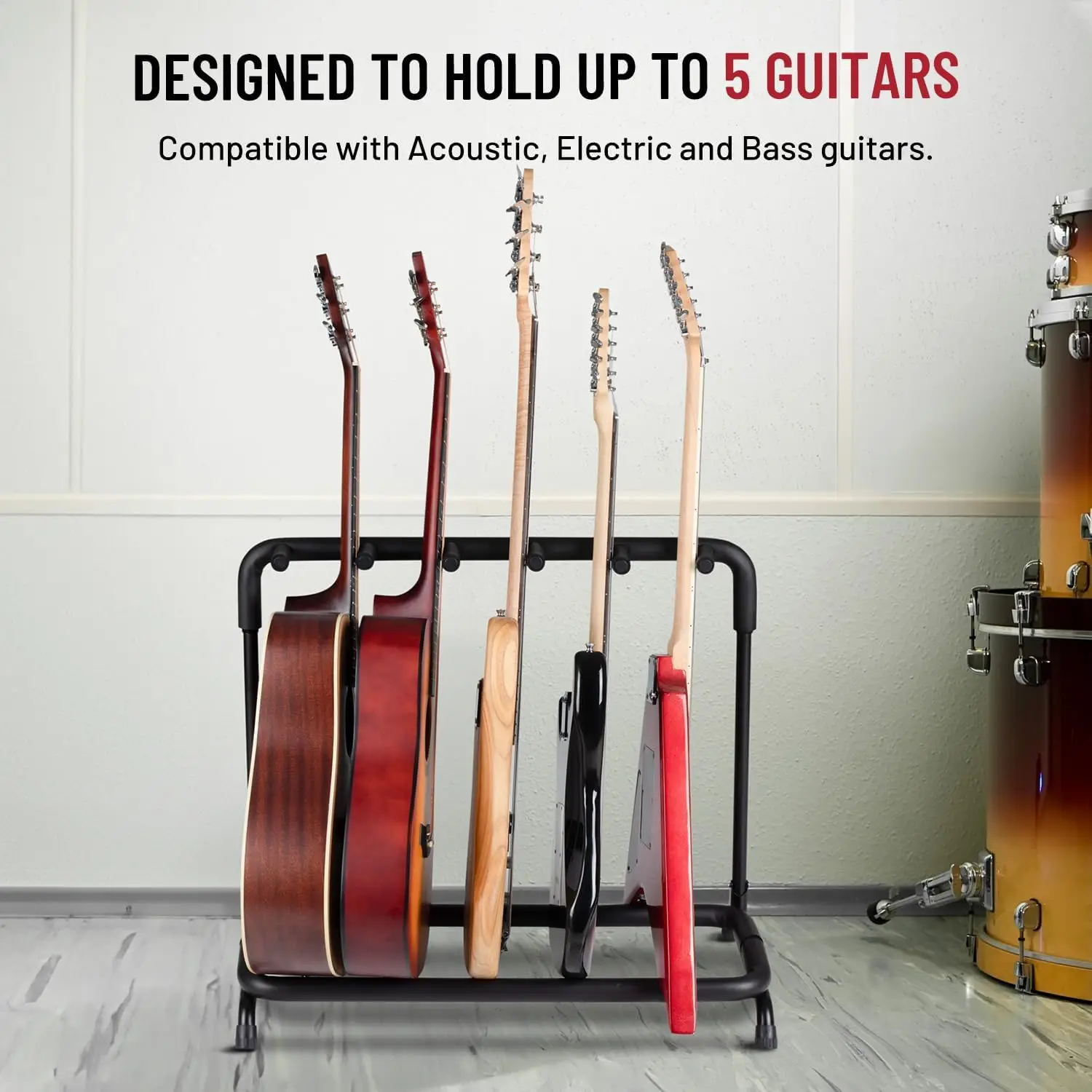 

Multi Guitar Rack: Acoustic Guitar Display Rack 5 Holder Thick Padding Guitar Rack Holder Floor Stand for Classical Acoustic