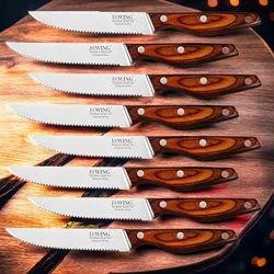 Mahogany Steak Knife Smooth Wide Handle Stainless Steel Household Steak Knife Serrated Hotel Knife Kitchen Fruit Knives To Steak