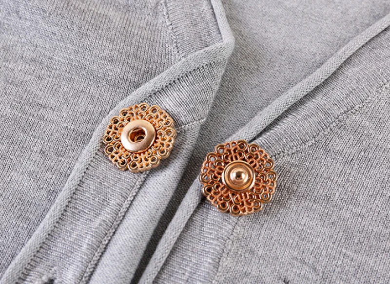 5Pairs Gold/gun/black Metal Snap Button Clasp Buttons Flower Shape Invisible Coat Buttons Fashion Suit Metal Hand-Sewn Buttons