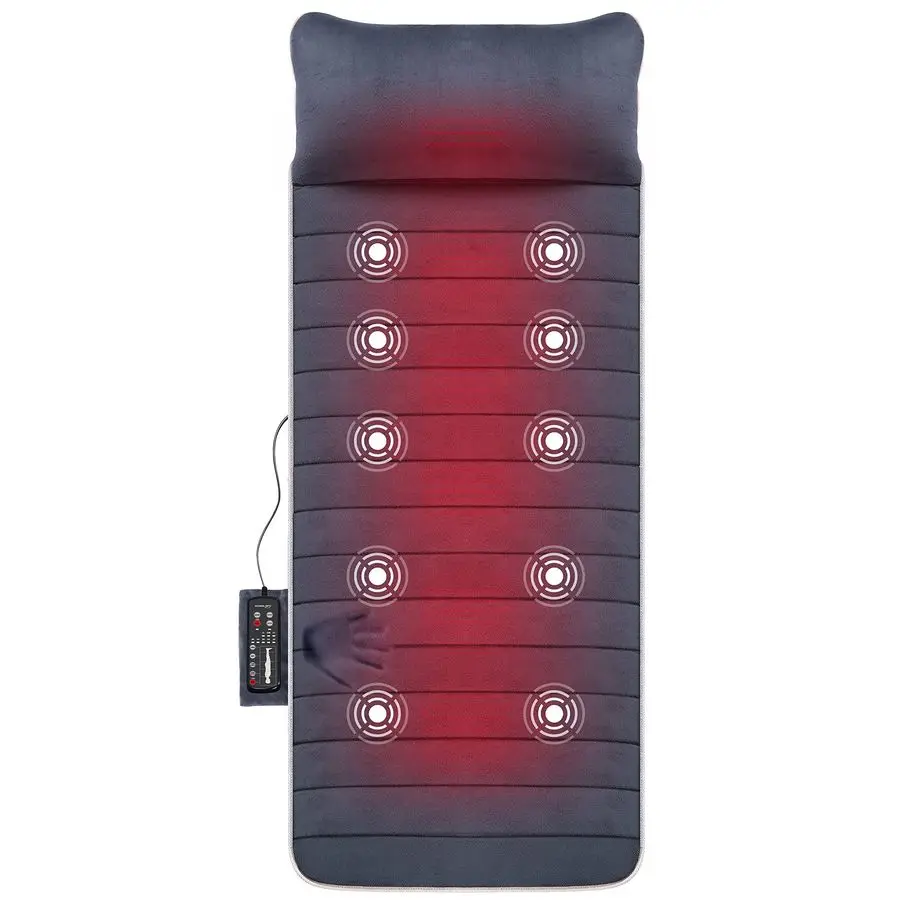 

Memory Foam Full Body Massage Mat with Heat, Back Massager with 10 Vibration Motors, 6 Heating Pads, Massage Chair Pad for Neck,