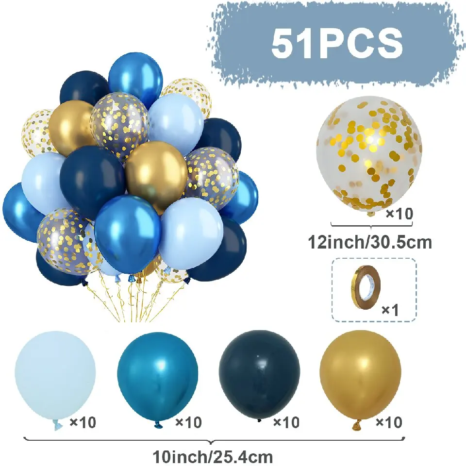32 stuks 10-inch parelblauw metallic blauwe ballonnen latex ballonnen verjaardag, bruiloft, babyshower feestdecoraties