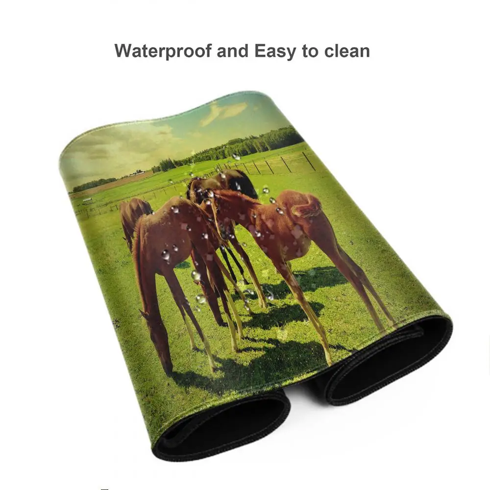 Horse Durable Keyboard Mouse Mat HD Printing Desk Mat With Lock Edge Gaming Accessories Kawaii Cute Student Writing Pad