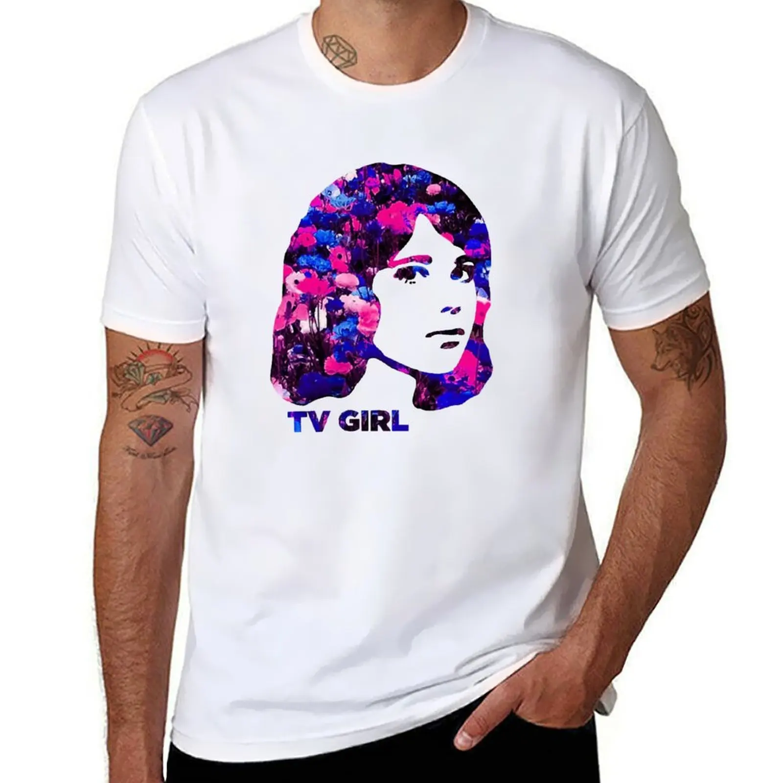 

TV GIRL Floral T-Shirt kawaii clothes cotton man t-shirts sublime graphics plus size men clothing