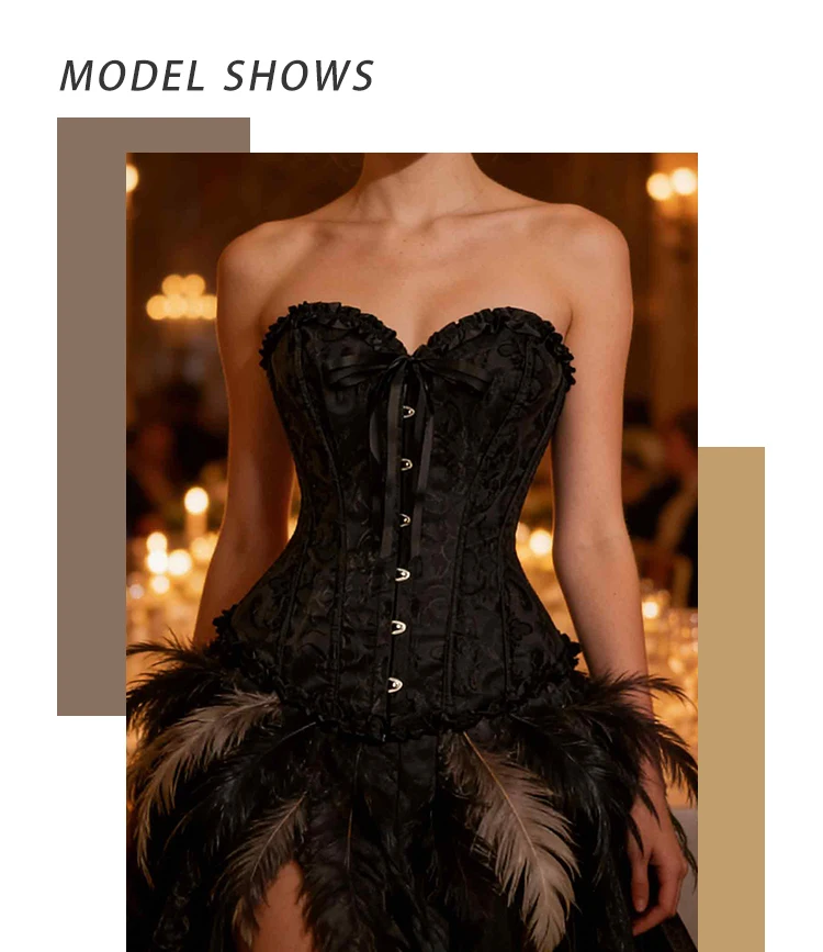 Damen-Bustier-Korsett im viktorianisch-gothischen Stil mit Jacquard-Vorderseite und Busk, Taillenformer für Halloween-Partys – Detail 7