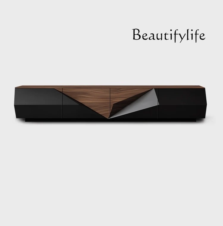 

Italian minimalist walnut TV cabinet designer high-end furniture household living room solid wood audio-visual cabinet