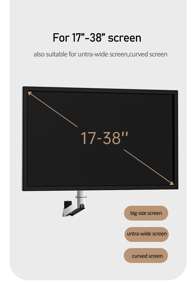 DL-7012 aluminium 17"-38" LCD-monitor muurbeugel TV-standaard aluminium 360 draaibaar full motion draaibaar dubbele stretcharm 3-11kg