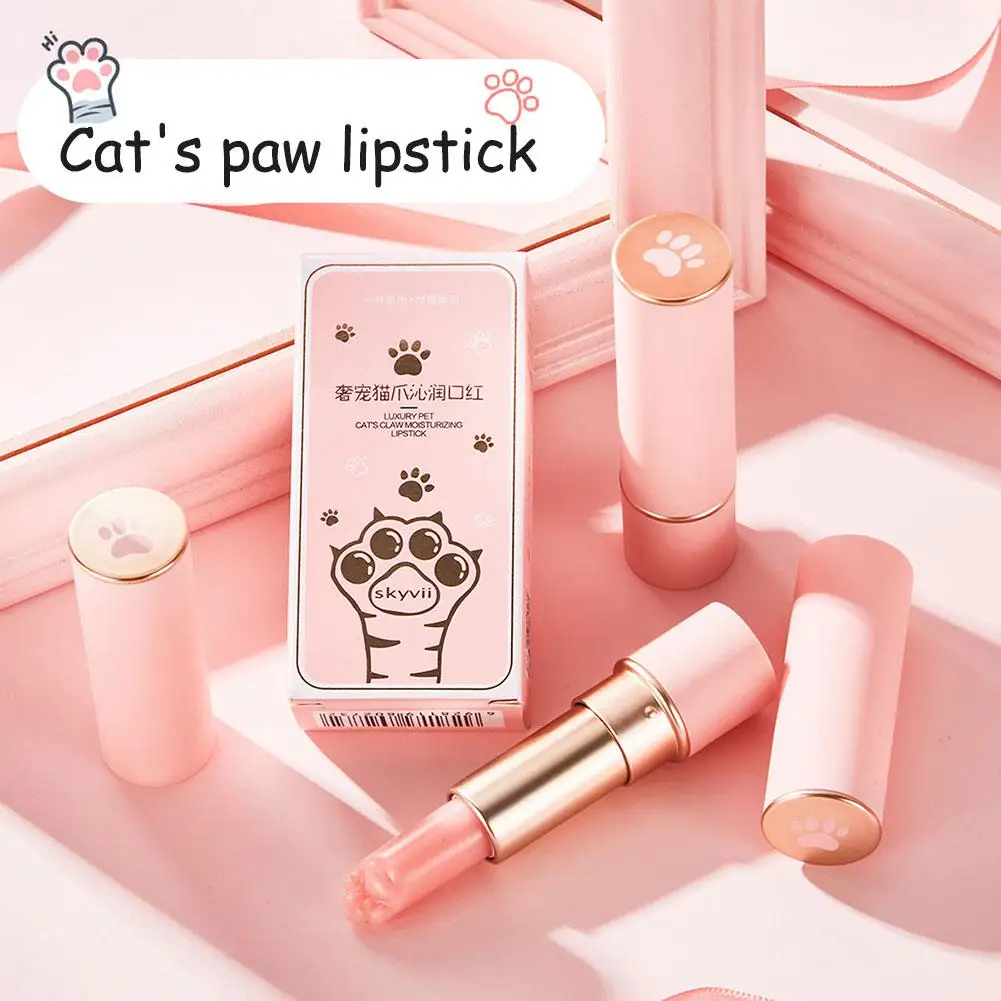 Pink Cat Paw Discoloration Lipstick Lip Balm Lip Color Lipstick Nature Lasting Cosmetic Beauty Moisturizing Makeup Cute Fem C3S5