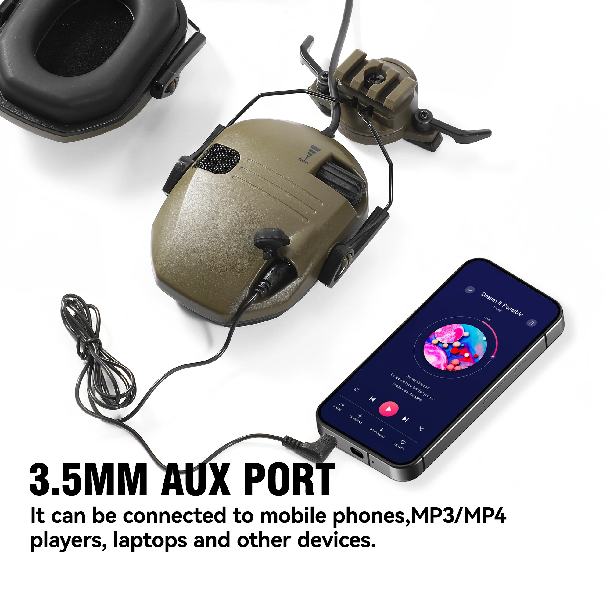 WK шлемная версия, тактические электронные наушники для стрельбы, NRR23dB, наушники с шумоподавлением для военной безопасности, охоты