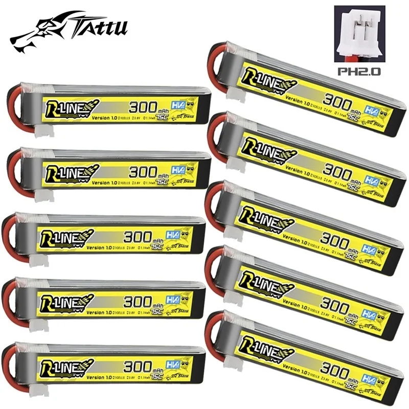 TATTU 300mAh 75C bateria Lipo 3.8V z wtyczką PH2.0 dla helikopter RC Quadcopter FPV wyścigowy części do dronów 3.8V akumulator i ładowarka