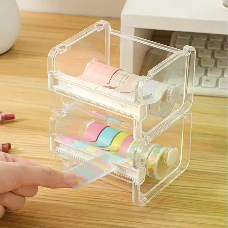 الإبداعية اشي الشريط القاطع مجموعة الشريط أداة شفافة حامل الشريط موزع اللوازم المدرسية مكتب القرطاسية للطلاب #4