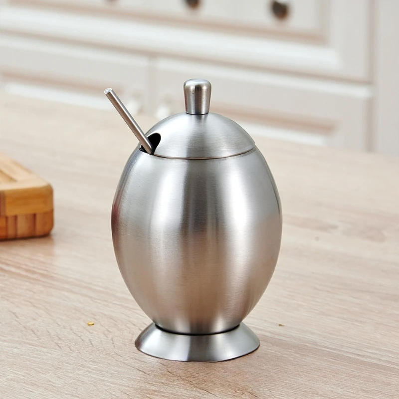 Stainless Steel Seasoning Flavor Can Sugar Box Kitchen Tool Salt Pepper Pot BBQ Condiment Cruet Storage Spice Jar Bottle Spoon