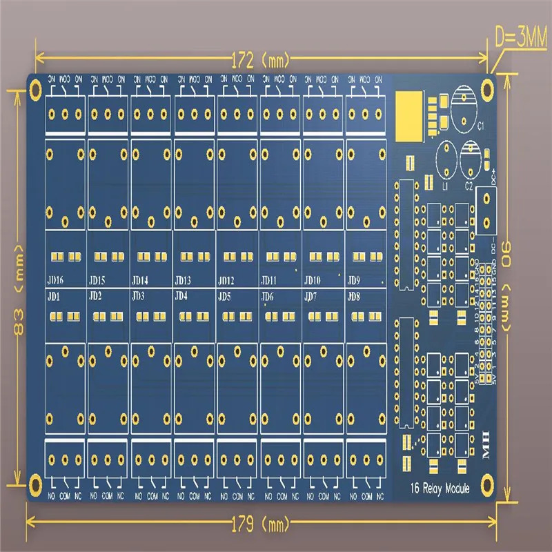 

16 channels 12V relay module, relay control board, with optocoupler protection, with LM2576 power supply