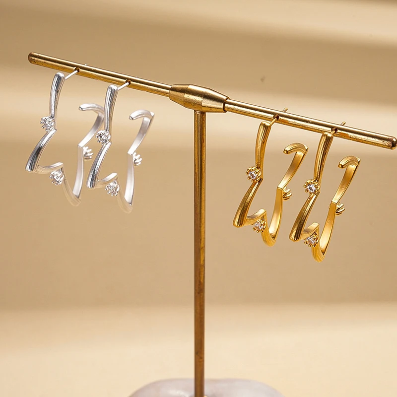 GANPUP Exquisite Stern-Creolen für Damen, Modische Neue Ohrstecker, Piercing-Schmuck, Geschenk für Party, Großhandel, Damenohrringe – Detail 1