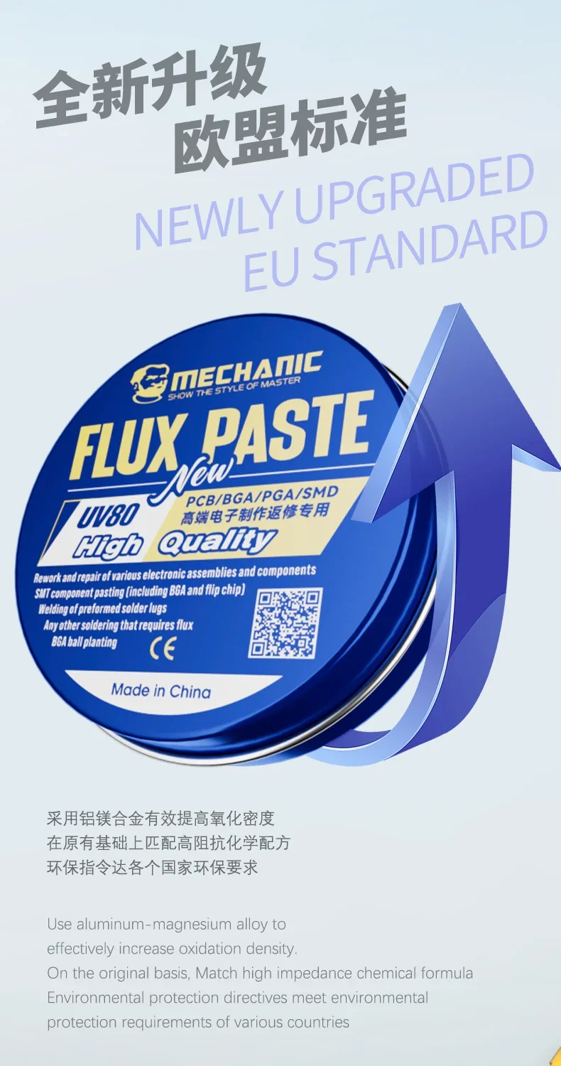 MECHANIC UV50 UV80 halogenfreie Flussmittelpaste, kein sauber, elektronischer Lötkolben, Schweißen für PCB, BGA, Handy-Reparatur