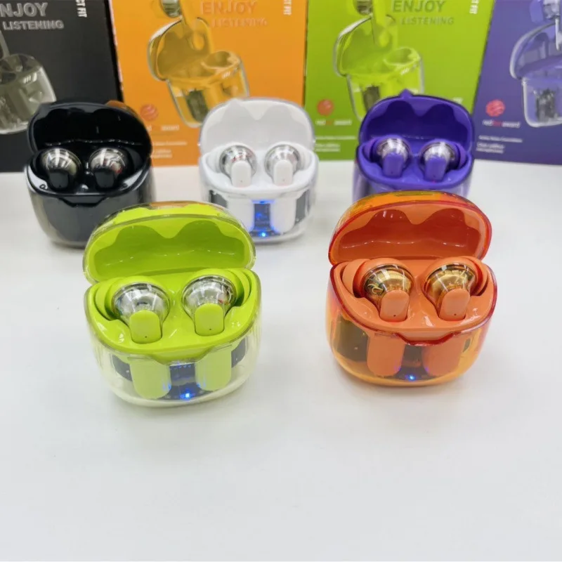 Nuovi auricolari Bluetooth wireless con cancellazione del rumore TUNE FLEX con piccola tecnologia nera con guscio trasparente sportivo a fagiolo di cristallo