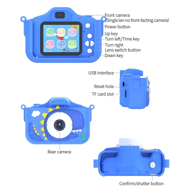 Kind Mini-Kamera 1080p Cartoon Selfie Kleinkind digitale Videokamera Spielzeug mit 32g SD-Karte für Jungen/Mädchen Weihnachten Geburtstags geschenke