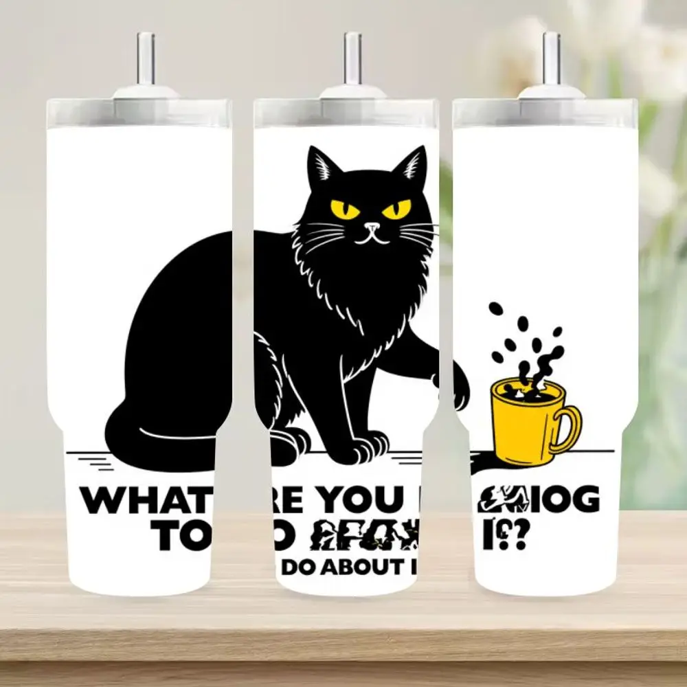 

1 шт., 40 унций, изолированная кружка для кофе с черным котом и проливанием, дорожная кружка с двойными стенками, автомобильная кружка, изолированная чашка для улицы, подарок для мужчин и женщин, Bol