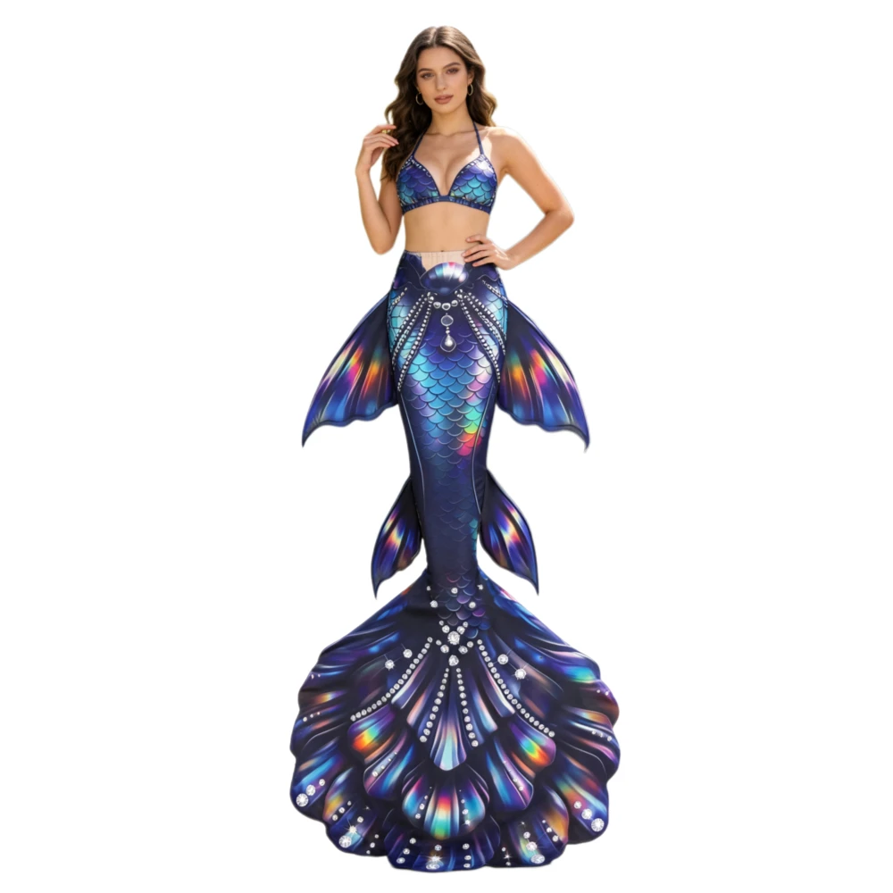Nuevo Conjunto de Cola de Sirena para Adultos, Traje de Baño con Top Bikini, Se Pueden Usar Aletas, para Fiestas en Piscina, Cosplay, Cómodo y Duradero
