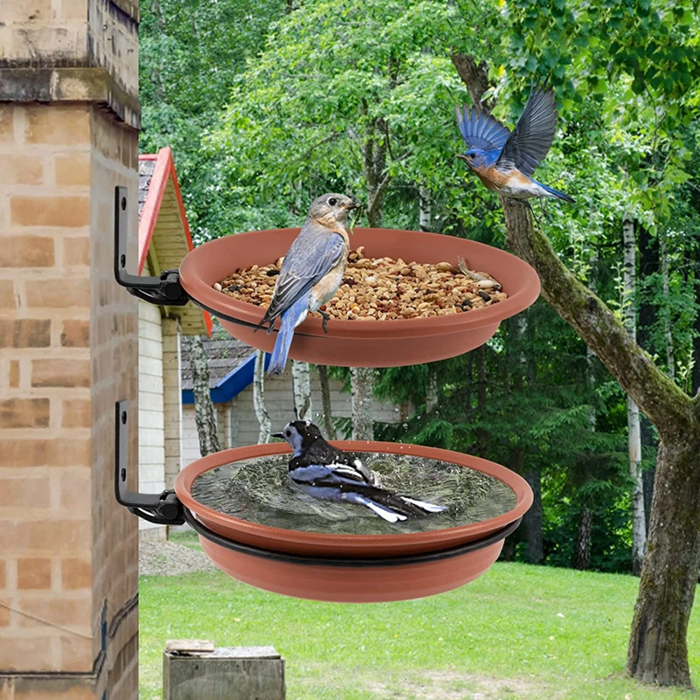 Tree Mounted Bird Feeder Wall Hanging Bird Bath Bowl Parrots Water Bowl Feeder For Outdoors Garden Yard Patio Lawn Decoration