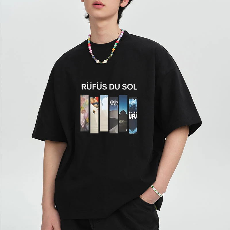 

Rufus du Sol Merch Tour 2025 Graphics short sleeve T-shirts Men Woman Vintage Streewear T Shirt Cotton Casual O-Neck Tops Unisex